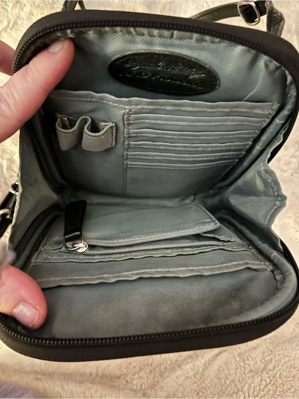 Osgoode Marley Black Leather RFID Mini Organizer Crossbody Camera Bag